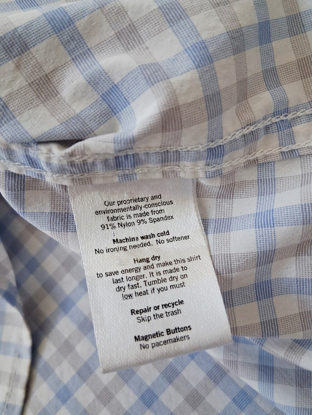 Poncho The Channel Cat Original SS Shirt Blue And Grey Plaid Performance Nylon - Picture 11 of 15